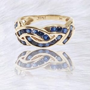 JBNI 14K Yellow Gold Blue Sapphire Channel-Set Designer Ring – Size 6